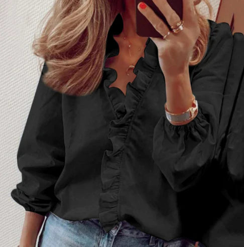 Women's Ruffled Lantern Sleeve Shirt