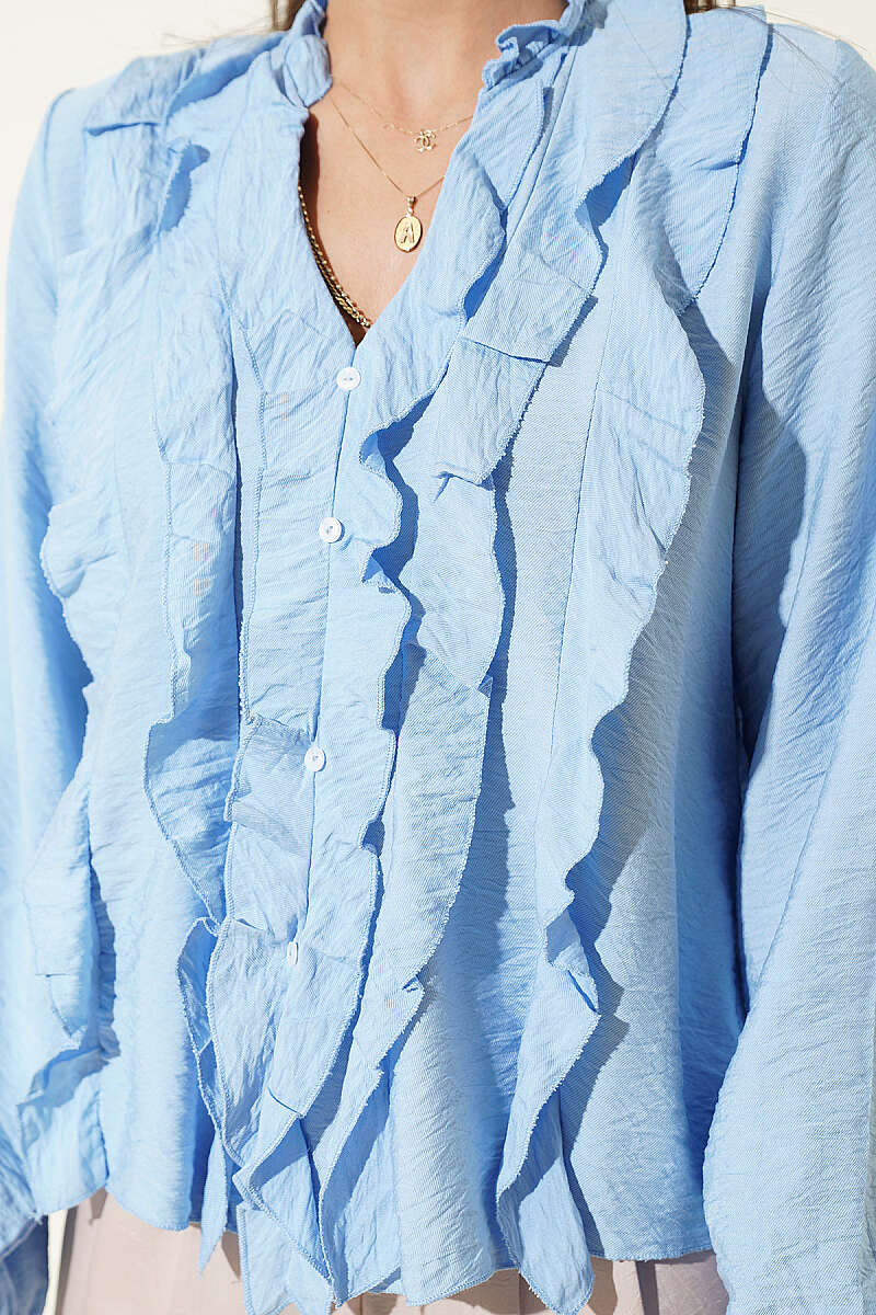 Women's Ruffled Lantern Sleeve Shirt