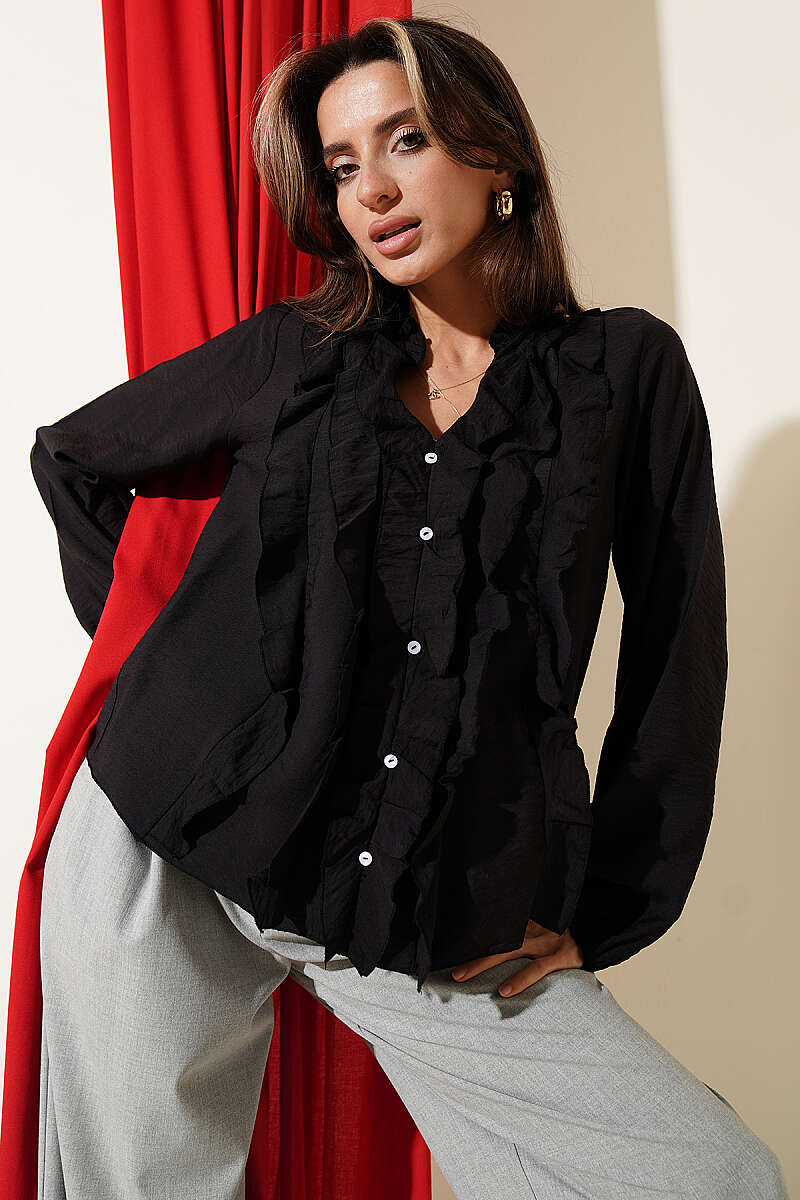 Women's Ruffled Lantern Sleeve Shirt