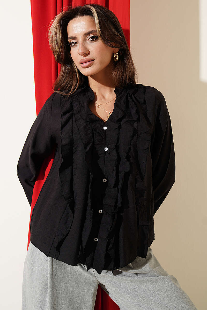Women's Ruffled Lantern Sleeve Shirt