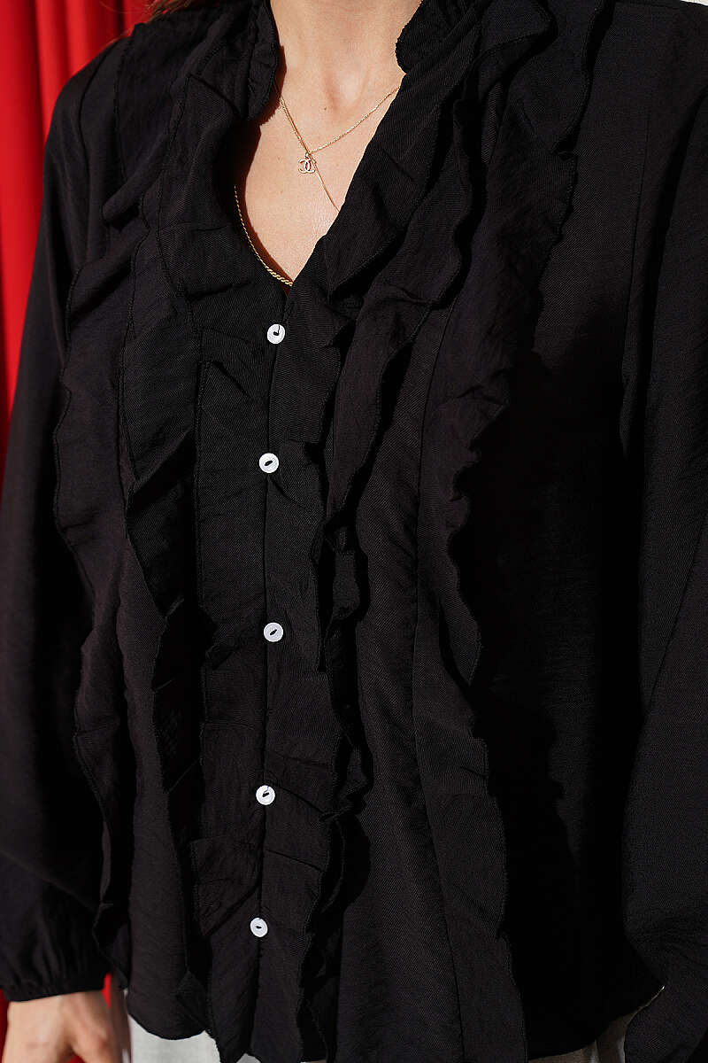 Women's Ruffled Lantern Sleeve Shirt